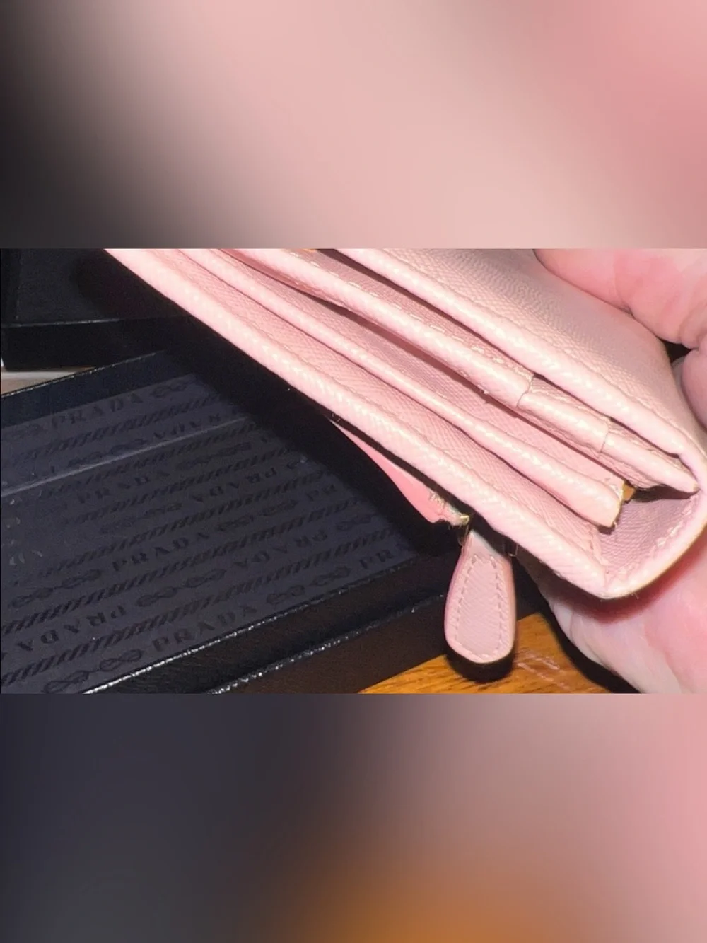 Prada Pink Saffiano Leather Bow Wallet - No Box